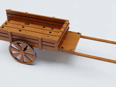  Horse cart wooden cart  3d model  3D model