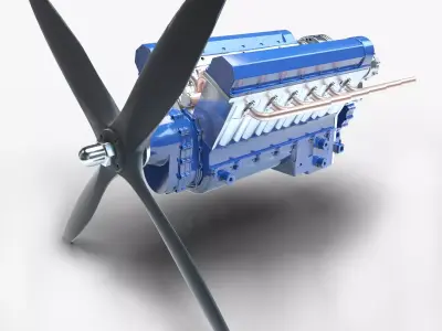 V12 aviation engine 3D model