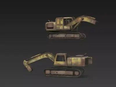 Rusty Weathered Excavator  Abandoned Industrial Digger  3D model