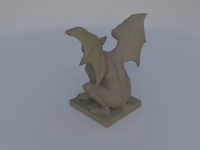 Engraved Stone Gargoyle 3D model