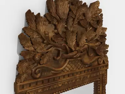 Custom made Antique Hand Carved French Wooden Mirror 3D model