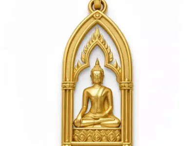 Buddha Pendant Thai Buddhist Amulet Antique Buddha Pendant 3D print model