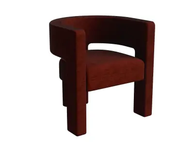 Red Velvet Round Occasional Chair 3D model