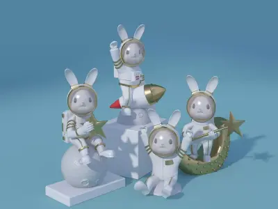 Pop Mart-Astronaut Sculpture Ornament 3D model