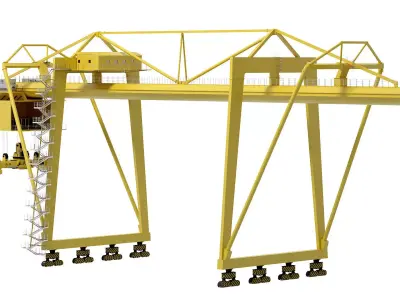 Container yellow cargo crane 3D model