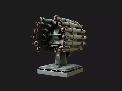 Russian Anti Submarine Launcher RBU-6000 Zapad Low-poly 3D model