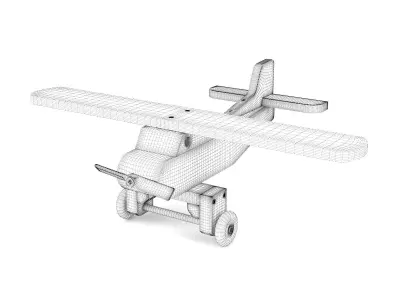 Wooden toy airplane 04 3D model