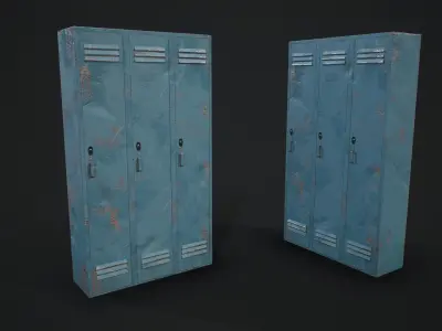 Lockers Rusty - Pack - Game Ready Low-poly 3D model