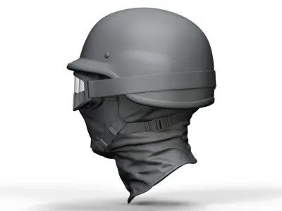 Police Helmet and Glasses - Low Poly and High Poly 3D model