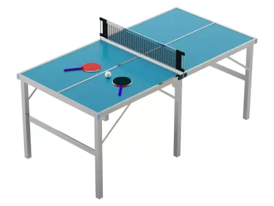 Foldable IndoorOutdoor Table Tennis Table with Paddles and Balls 3D model