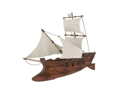 Wooden boat  3D model