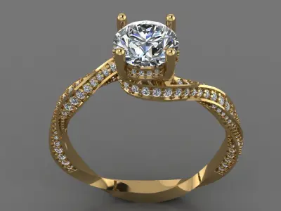 Solitaire Ring Low-poly 3D model