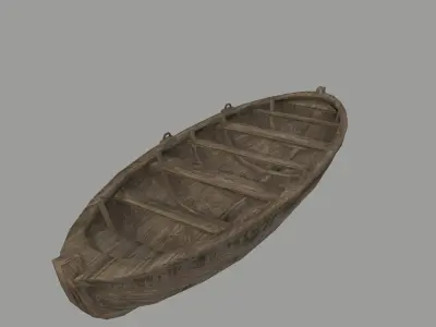 boat 6 wooden Low-poly 3D model