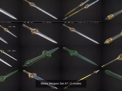 Melee Weapon Set A7 3D Model Collection