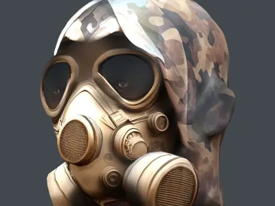 Gas mask helmet 3d model military combat Low-poly  Low-poly 3D model get