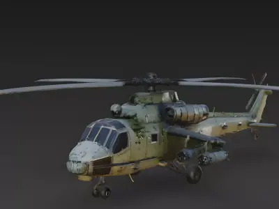 Overgrown Abandoned Attack Helicopter 3D Model Low-poly 3D model