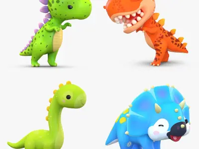 Cartoon Dinosaur Pack Collection 3D model