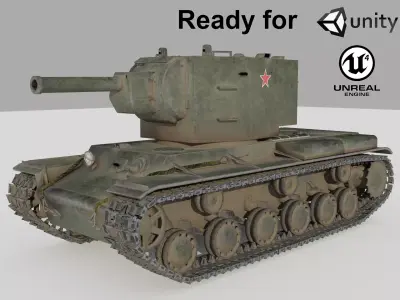 KV 2 WW2 Soviet Heavy Tank Low-poly 3D model