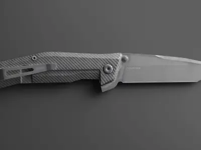 Modern Flip Knife Carbon Fiber Low-poly 3D model