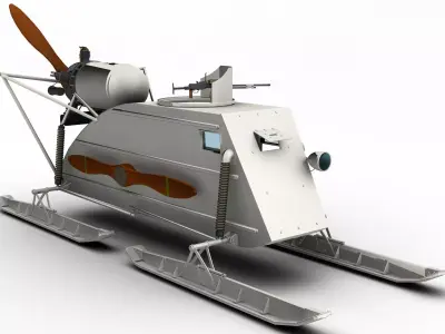 Aerosan RF-8 GAZ-98  and NKL-26 Armoured Sled 3D model