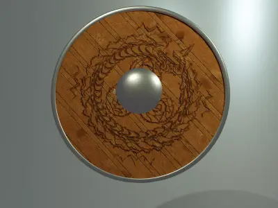 Wooden round shield 3D model