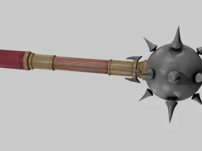 Medieval Mace Low Poly Game Ready Texture and UV Low-poly 3D model