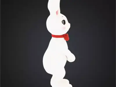Cute Cartoon White Rabbit Character 3D model