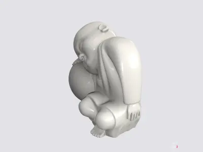 Sleeping monk figurine 3D print model Low-poly 3D model