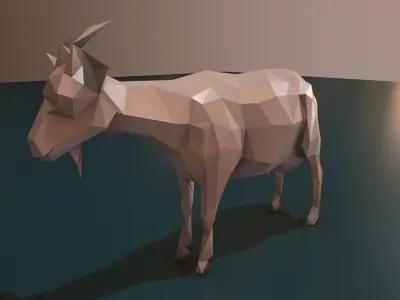 Low Poly Animals deer on table Low-poly 3D model