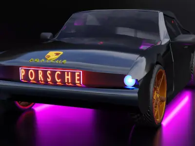 porsche car low poly 3d model Low-poly 3D model