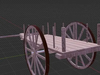Old wooden Bull Cart 3D model