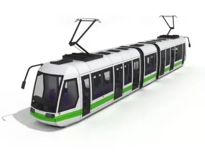 White Green Tram 3D model