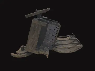 Medieval Carriage V14 Low-poly 3D model