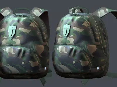 Backpack military combat Black baggage Low-poly Low-poly 3D model 2