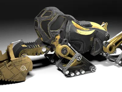 Excavator - CAT - design Low-poly 3D model