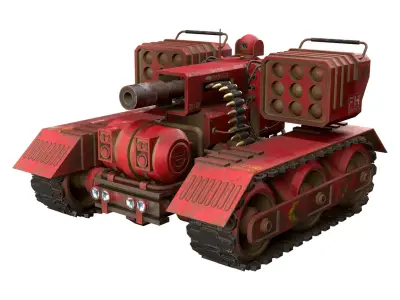 UGV Concept-3B-Red-Rusty Low-poly 3D model