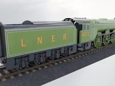 Animated Flying Scotsman Steam Train Low-poly 3D model