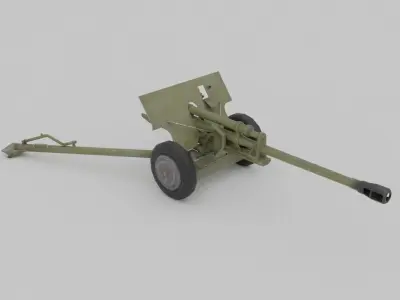 ZIS-3 76-mm divisional gun Low-poly 3D model