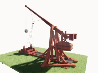 Medieval Catapult 3D model 5