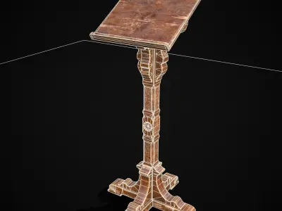 Antique Wooden Lecturn Low-poly 3D model