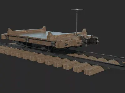 Old-fashioned vehicle rail transport vehicle 3D model
