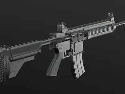 HK416 Assault Rifle Low-poly 3D model