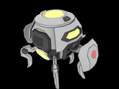Low-poly Sphere Robot Laser Weapon Low-poly 3D model