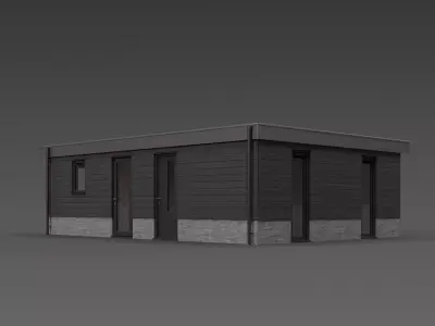 Modern Flat-Roof Building Free 3D model