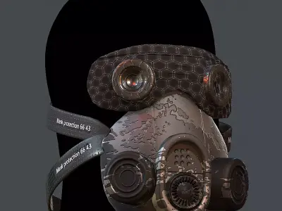 Gas mask helmet 3d model scifi Low-poly  Low-poly 3D model 14