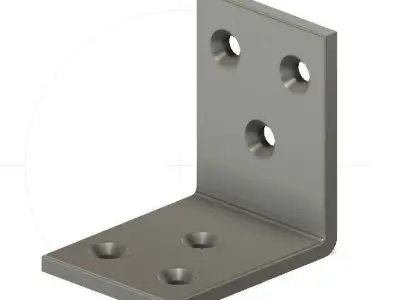 bracket 2 sides 3 holes 4cm 4cm 3 cm 3mm 3D model