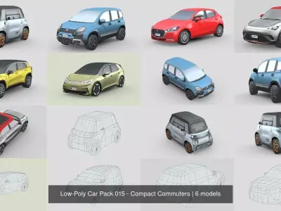 Low-Poly Car Pack 015 - Compact Commuters