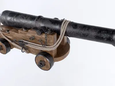 Pirate Ship Cannon Low-poly 3D model purchase