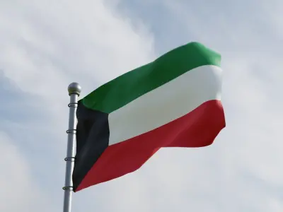 Animated Kuwait Flags 3D model