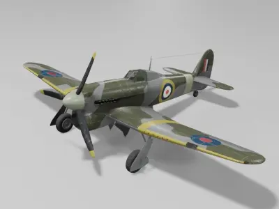 Hawker Typhoon Mk Ia  Fighter Aircraft Low-poly 3D model